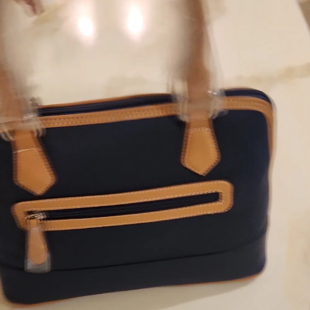 Elegant Navy and Tan Handbag
